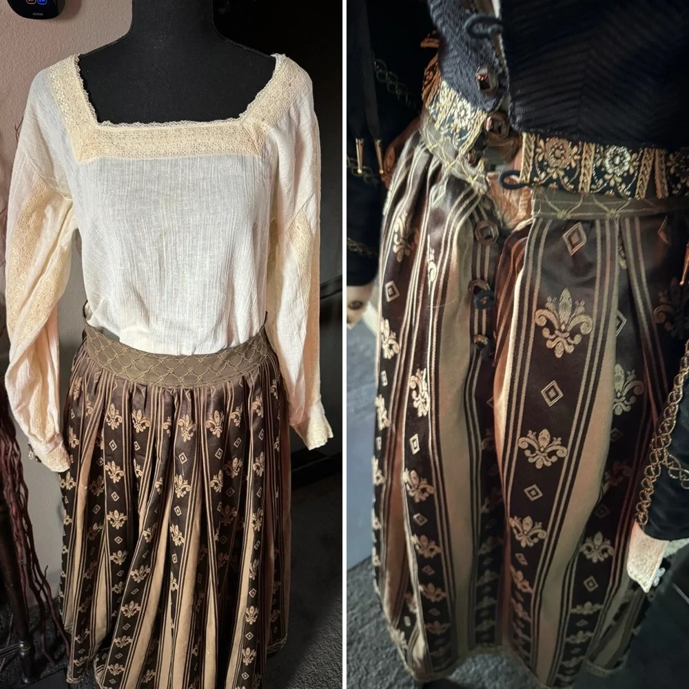 Medieval Renaissance Black and Gold OOAK Professionally Made Dress - Picture 5 of 16